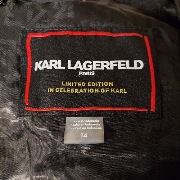 ☆☆SOLD☆☆ Karl Lagerfeld Paris Women's Puff-Sleeve Black Taffeta A-Line Dress - Picture 9 of 10